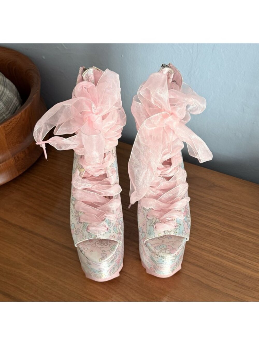 YRU x Sanrio Little Twin Stars Chunky Platform Ballet Bae High Heels Size 6 - Picture 12 of 12